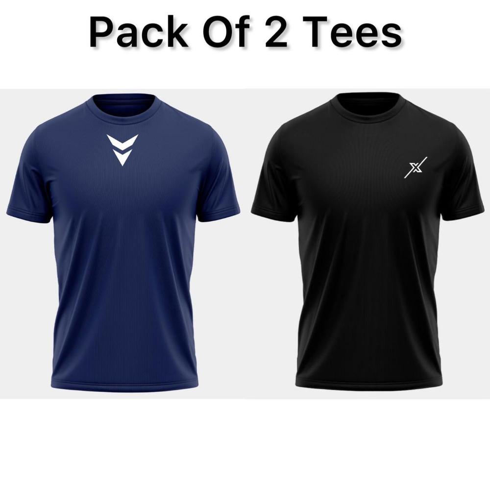 Polyester Plain T-Shirt, Pack of 2