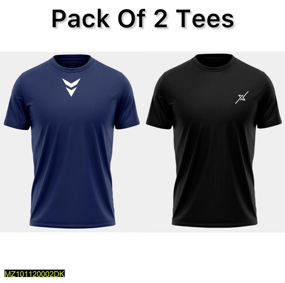 Polyester Plain T-Shirt, Pack of 2