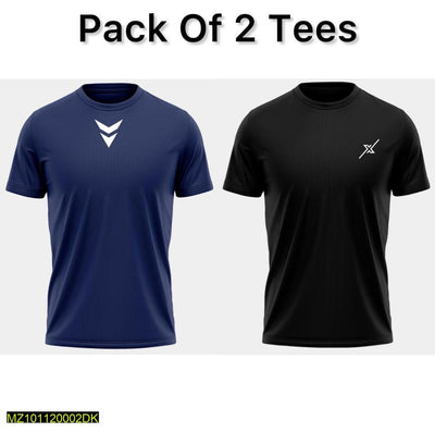 Polyester Plain T-Shirt, Pack of 2