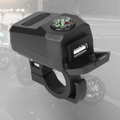 Motorcycle USB Fast Charger with Compass – Waterproof & High-Speed Charging