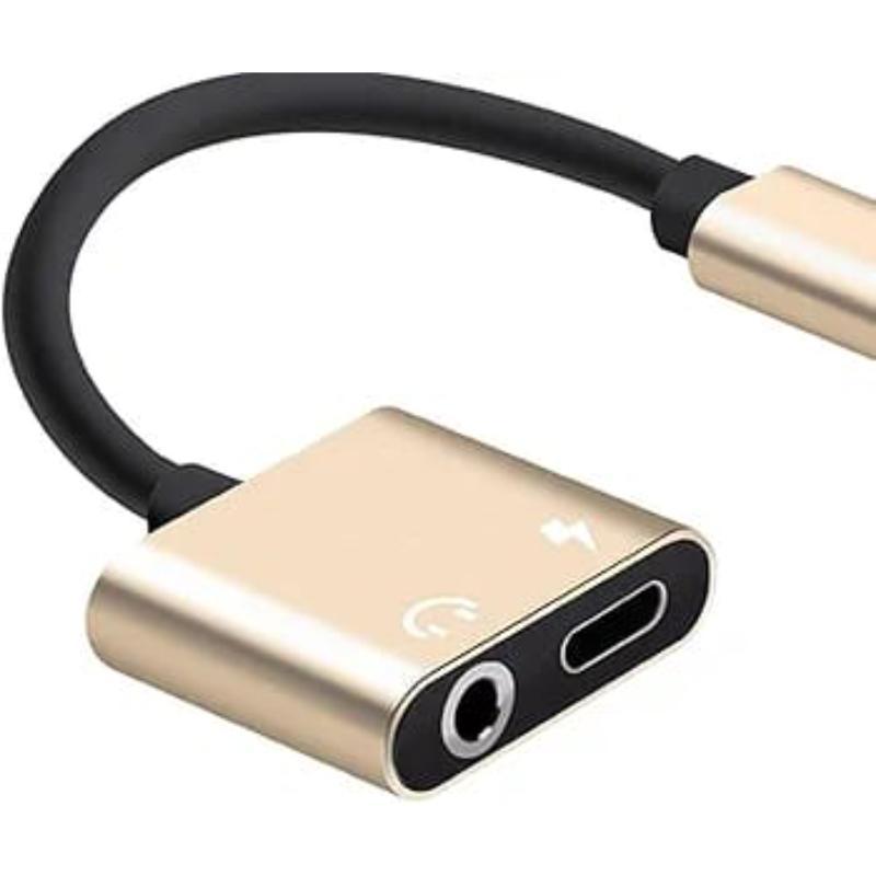 3 in 1 Type C Charging Cable - Black & Golden - Compatible with Headsets (1 Pcs)