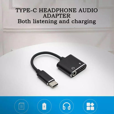 3 in 1 Type C Charging Cable - Black & Golden - Compatible with Headsets (1 Pcs)